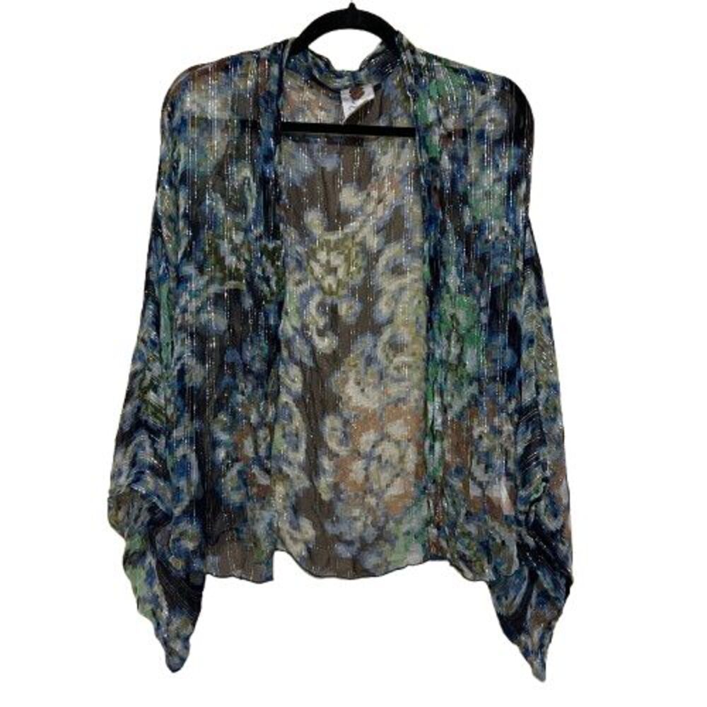 Free People FP One Sheer Metallic Kimono Womens Size Small Boho Artsy